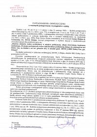 Foto: ZAWIADOMIENIE-OBWIESZCZENIE o wszczęciu postępowania i wystąpieniu o opinię nr.RLŁ.6220.11.2024 z dnia 17 czerwca 2024 roku