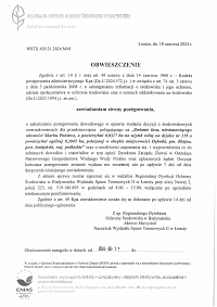 Foto: OBWIESZCZENIE o zakończeniu postępowania dowodowego nr.WSTII.420.21.2024.MM z dnia 19 czerwca 2024 roku