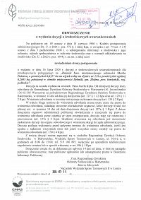 Foto: OBWIESZCZENIE o wydaniu decyzji środowiskowych nr.WSTII.420.21.2024.MM z dnia 16 lipca 2024 roku