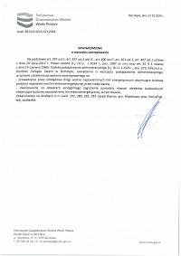 Foto: ZAWIADOMIENIE o wszczęciu postępowania Dyrektora Zarządu Zlewni w Ostrołęce z dnia 17 października 2024 roku