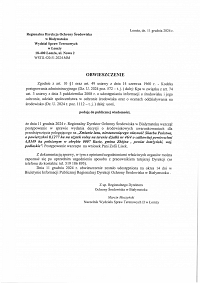 Foto: Obwieszczenie Regionalnego Dyrektora Ochrony Środowiska w Białymstoku z dnia 11 grudnia 2024 roku