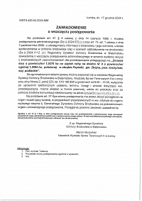 Foto: Zawiadomienie o wszczęciu postępowania Regionalnego Dyektora Ochrony Środowiska w Białymstoku z dnia 17 grudnia 2024 roku