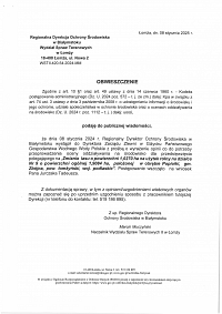 Foto: Obwieszczenie Regionalnego Dyrektora Ochrony Środowiska w Białymstoku z dnia 8 stycznia 2025 roku