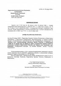 Foto: Obwieszczenie Regionalnego Dyrektora Ochrony Środowiska w Białymstoku z dnia 20 lutego 2025 roku