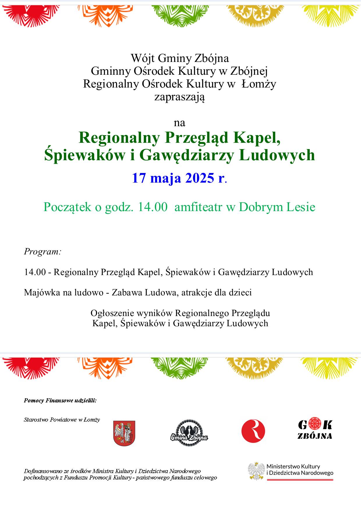 Zdjęcie do wiadomości Regionalny Przegląd Kapel, Śpiewaków i Gawędziarzy Ludowych